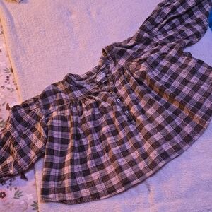 Free People Cropped Plaid Top